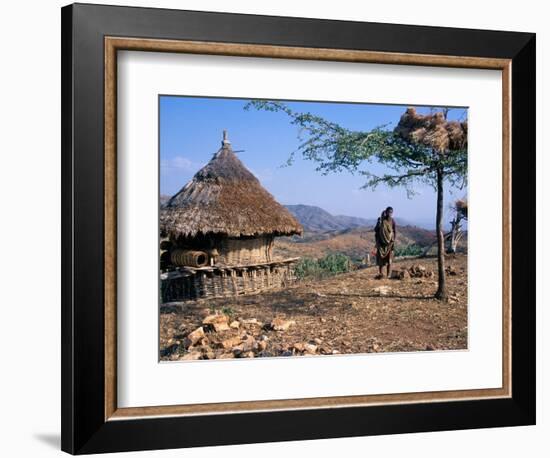 Mother and Child Walk Through a Konso Village, Omo River Region, Ethiopia-Janis Miglavs-Framed Photographic Print