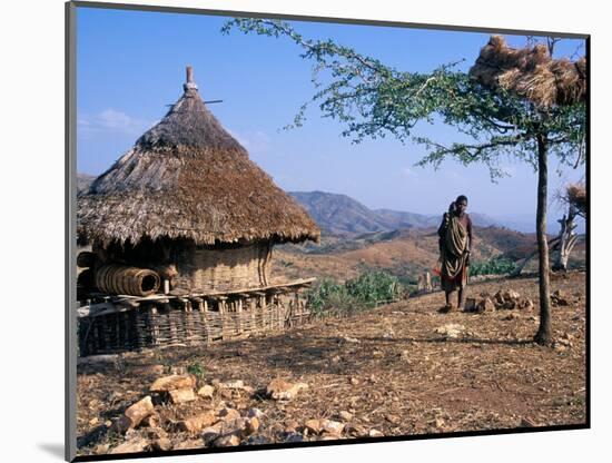 Mother and Child Walk Through a Konso Village, Omo River Region, Ethiopia-Janis Miglavs-Mounted Photographic Print