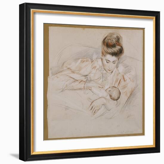 Mother and Child-Paul Cesar Helleu-Framed Giclee Print