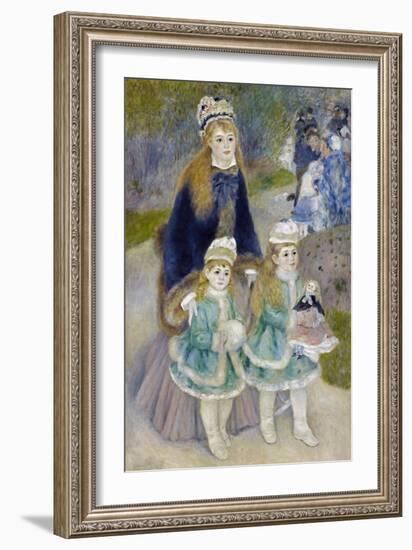 Mother and Children (La Promenad), 1874-1876-Pierre-Auguste Renoir-Framed Giclee Print