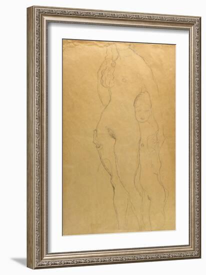 Mother and Daughter (Pencil on Paper)-Gustav Klimt-Framed Giclee Print