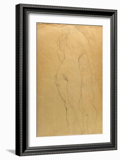 Mother and Daughter (Pencil on Paper)-Gustav Klimt-Framed Giclee Print