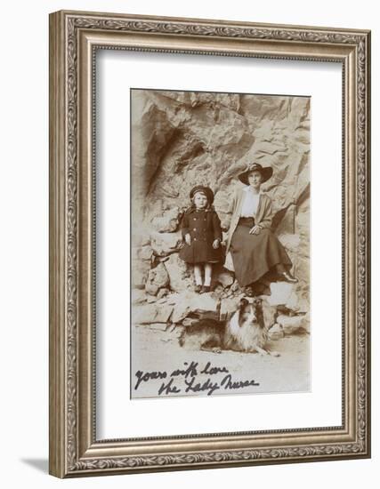 Mother and Daughter with a Border Collie-null-Framed Photographic Print