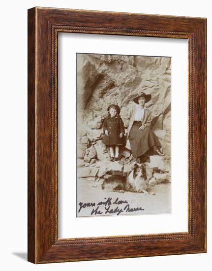 Mother and Daughter with a Border Collie-null-Framed Photographic Print