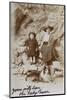 Mother and Daughter with a Border Collie-null-Mounted Photographic Print