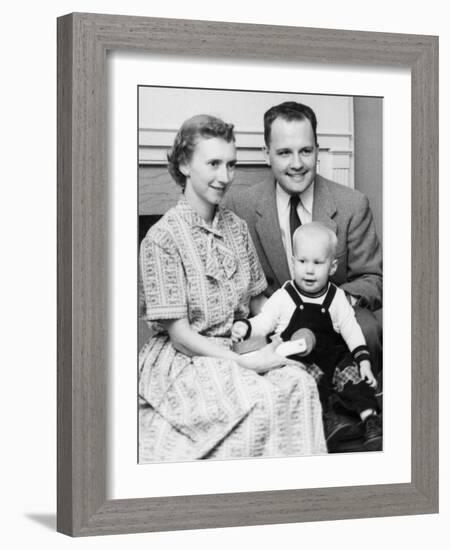 Mother and Father Pose with New Baby Boy, Ca. 1960.-Kirn Vintage Stock-Framed Photographic Print