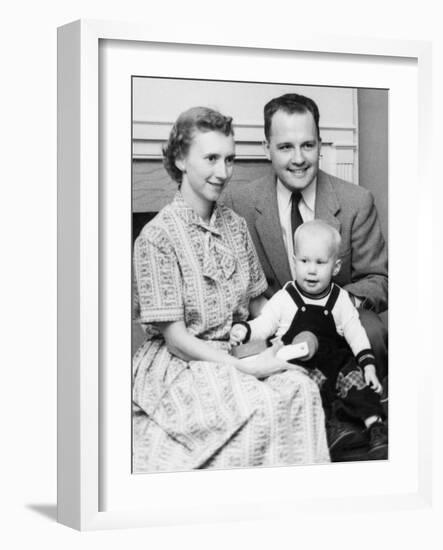 Mother and Father Pose with New Baby Boy, Ca. 1960.-Kirn Vintage Stock-Framed Photographic Print