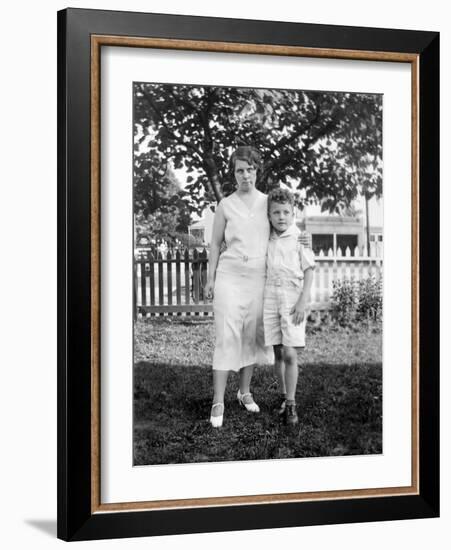 Mother and Son Backyard Portrait, Ca. 1936.-Kirn Vintage Stock-Framed Photographic Print