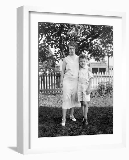 Mother and Son Backyard Portrait, Ca. 1936.-Kirn Vintage Stock-Framed Photographic Print