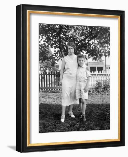 Mother and Son Backyard Portrait, Ca. 1936.-Kirn Vintage Stock-Framed Photographic Print