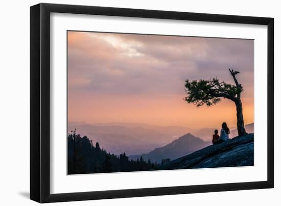 Mother And Son Enjoy Last Light On Beetle Rock In Sequoia National Park-Daniel Kuras-Framed Photographic Print