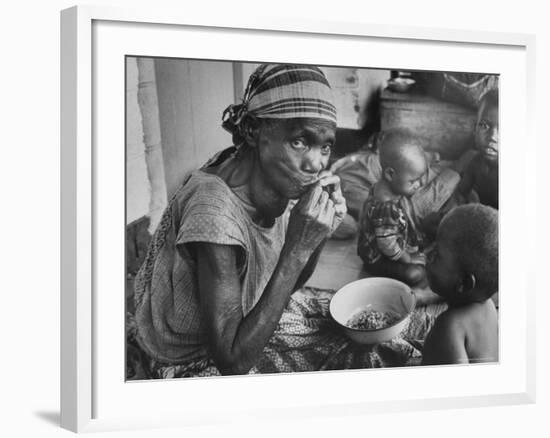 Mother and Starving Children Eating-Terence Spencer-Framed Photographic Print