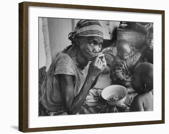 Mother and Starving Children Eating-Terence Spencer-Framed Photographic Print