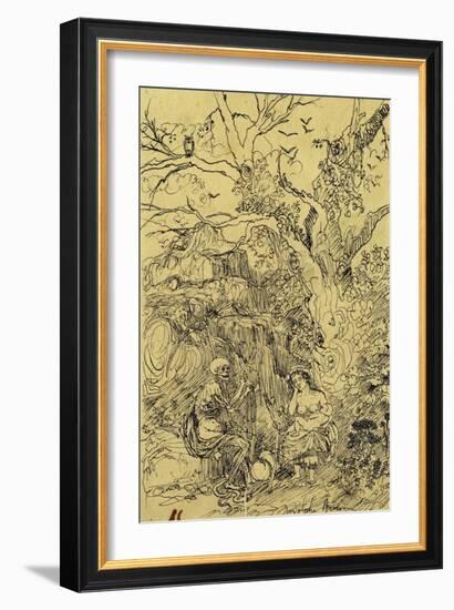 Mother and Time (La Mere Et Le Temps), C.1857-61-Rodolphe Bresdin-Framed Giclee Print