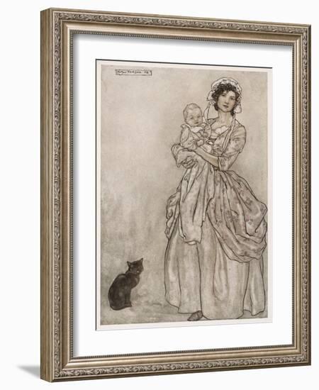 Mother, Baby, Cat 1905-Arthur Rackham-Framed Art Print