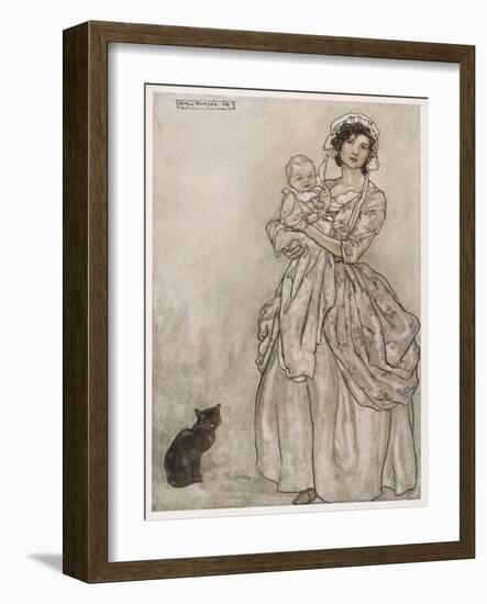 Mother, Baby, Cat 1905-Arthur Rackham-Framed Art Print