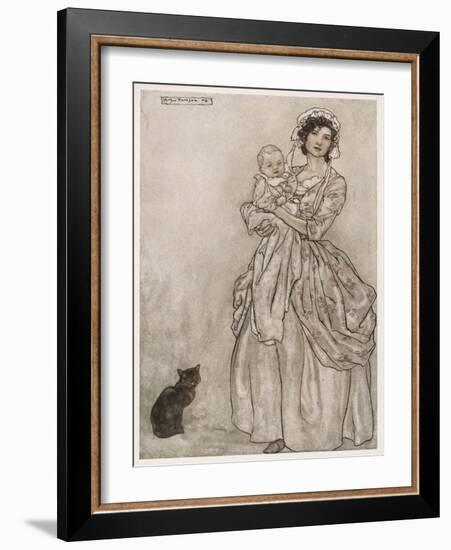 Mother, Baby, Cat 1905-Arthur Rackham-Framed Art Print