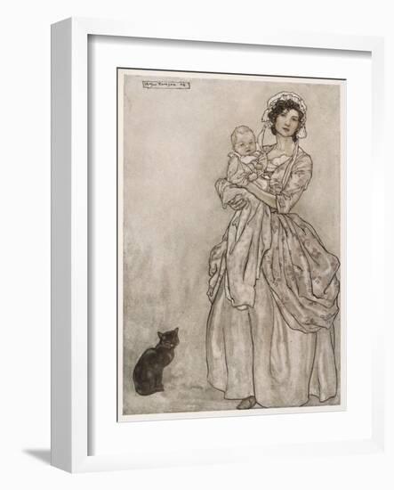 Mother, Baby, Cat 1905-Arthur Rackham-Framed Art Print