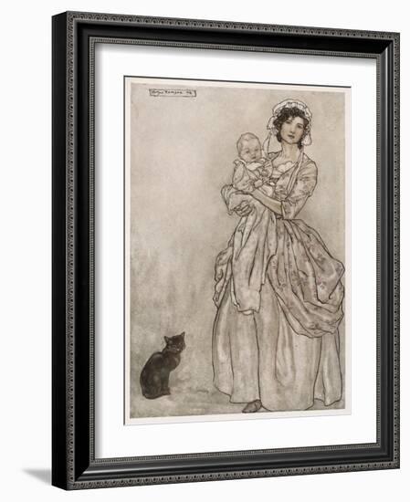 Mother, Baby, Cat 1905-Arthur Rackham-Framed Art Print