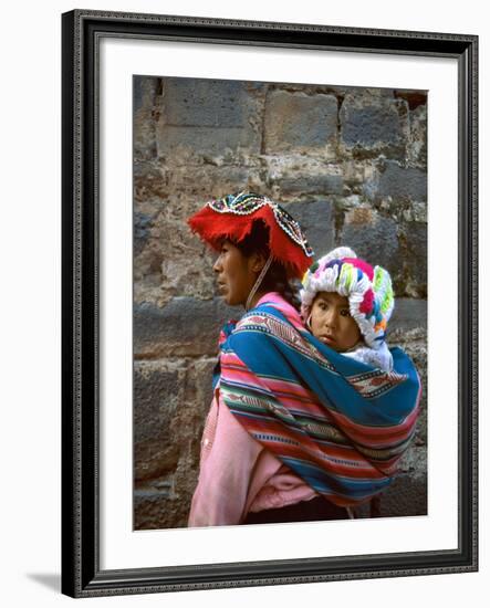 Mother Carries Her Child in Sling, Cusco, Peru-Jim Zuckerman-Framed Photographic Print