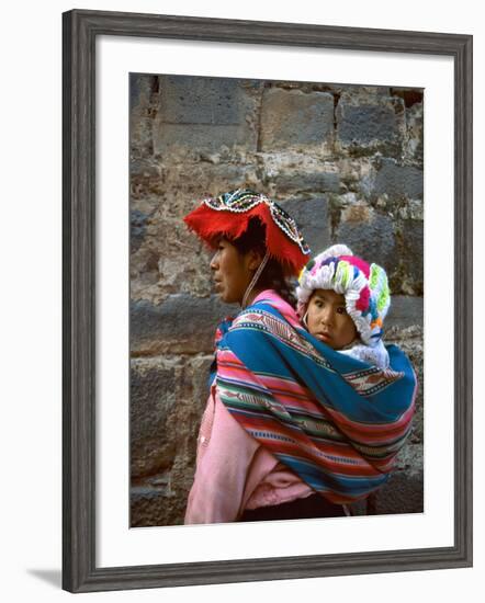 Mother Carries Her Child in Sling, Cusco, Peru-Jim Zuckerman-Framed Photographic Print