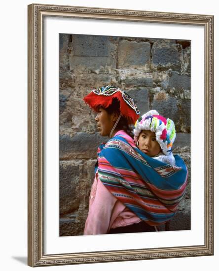 Mother Carries Her Child in Sling, Cusco, Peru-Jim Zuckerman-Framed Photographic Print