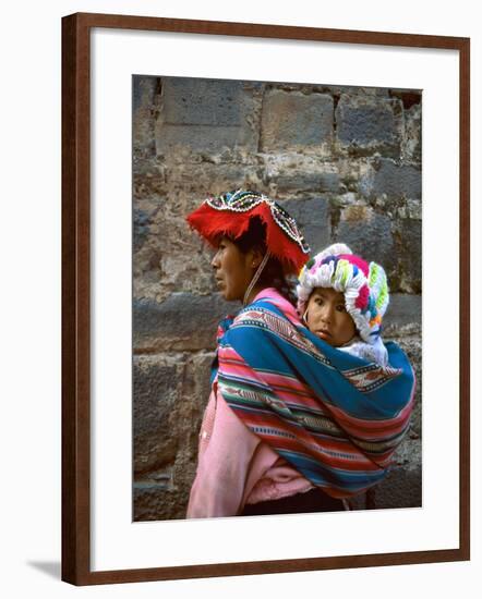 Mother Carries Her Child in Sling, Cusco, Peru-Jim Zuckerman-Framed Photographic Print