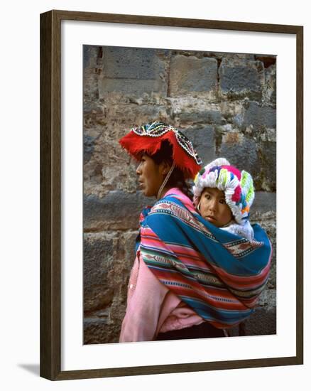 Mother Carries Her Child in Sling, Cusco, Peru-Jim Zuckerman-Framed Photographic Print