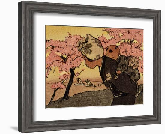 Mother Carrying Baby, An April Evening, 1910-Helen Hyde-Framed Art Print