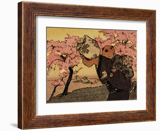 Mother Carrying Baby, An April Evening, 1910-Helen Hyde-Framed Art Print