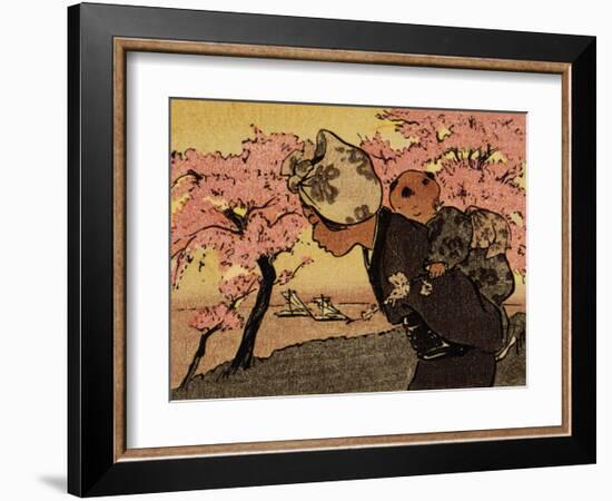 Mother Carrying Baby, An April Evening, 1910-Helen Hyde-Framed Art Print