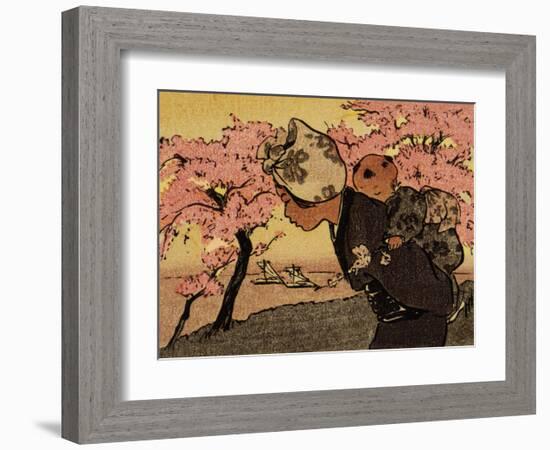 Mother Carrying Baby, An April Evening, 1910-Helen Hyde-Framed Art Print