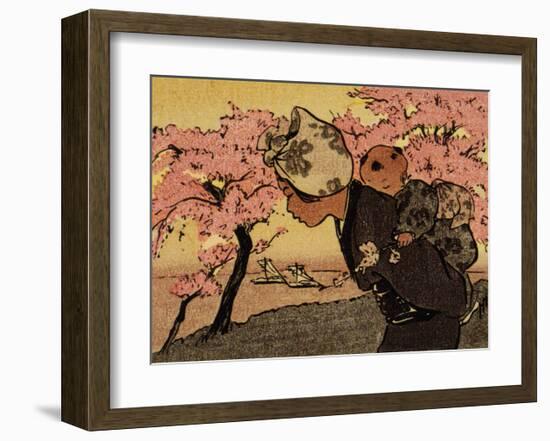 Mother Carrying Baby, An April Evening, 1910-Helen Hyde-Framed Art Print