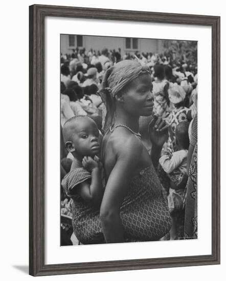 Mother Carrying Her Child During Evangelist Billy Graham's African Crusade-James Burke-Framed Photographic Print