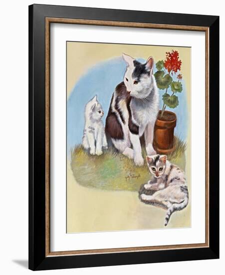 Mother Cat and Kittens-Judy Mastrangelo-Framed Giclee Print