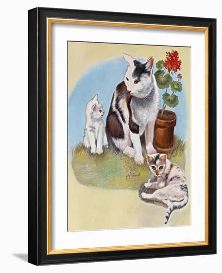 Mother Cat and Kittens-Judy Mastrangelo-Framed Giclee Print