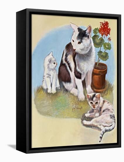 Mother Cat and Kittens-Judy Mastrangelo-Framed Premier Image Canvas