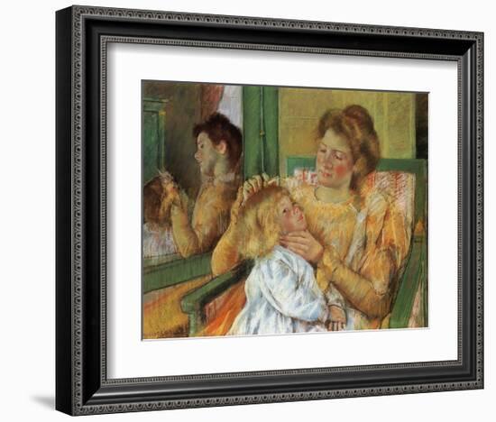 Mother Combing Her Child's Hair-Mary Cassatt-Framed Giclee Print