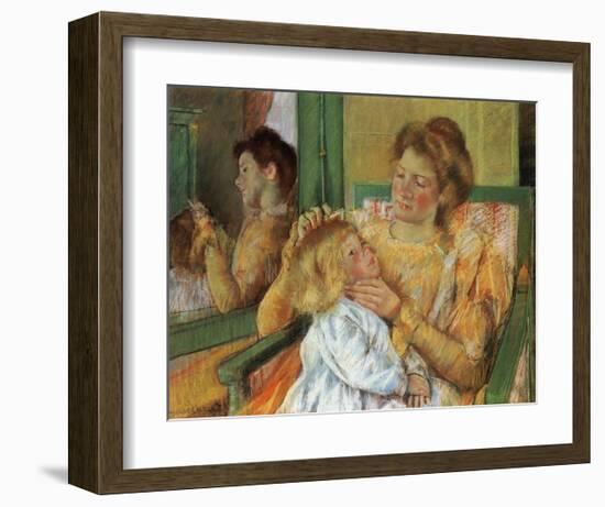 Mother Combing Her Child's Hair-Mary Cassatt-Framed Giclee Print