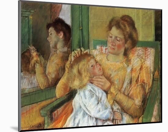 Mother Combing Her Child's Hair-Mary Cassatt-Mounted Giclee Print