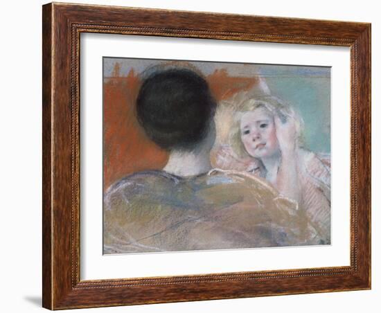 Mother Combing Sara's Hair, Circa 1901-Mary Cassatt-Framed Giclee Print