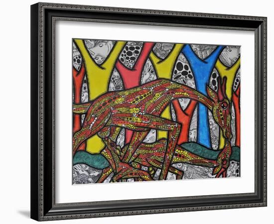 Mother Giraffe-Muktair Oladoja-Framed Giclee Print