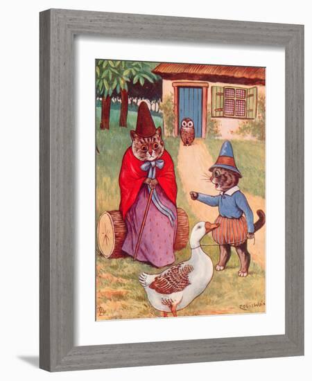 Mother Goose at Home-Louis Wain-Framed Giclee Print