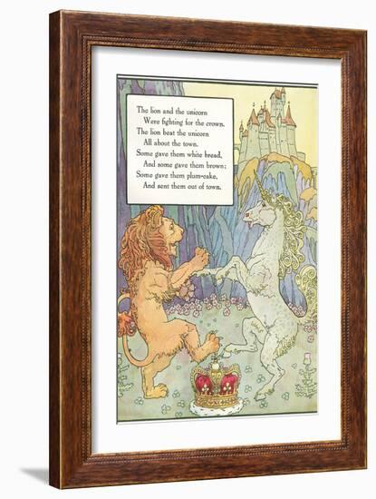 Mother Goose Rhyme, Lion and Unicorn-null-Framed Art Print