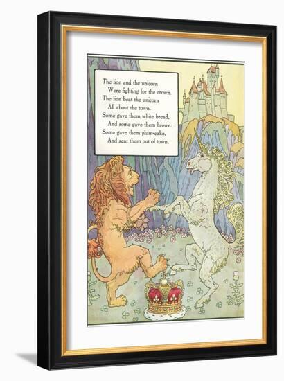 Mother Goose Rhyme, Lion and Unicorn-null-Framed Art Print