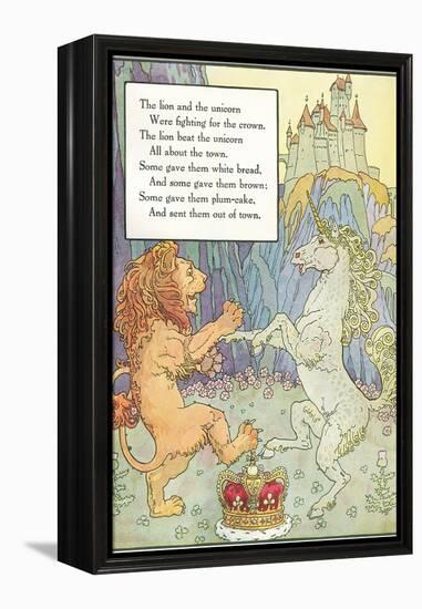Mother Goose Rhyme, Lion and Unicorn-null-Framed Stretched Canvas