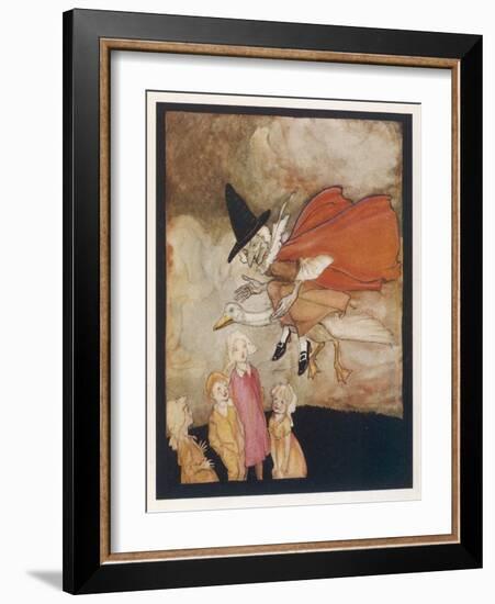 Mother Goose Rides Goose-Arthur Rackham-Framed Art Print