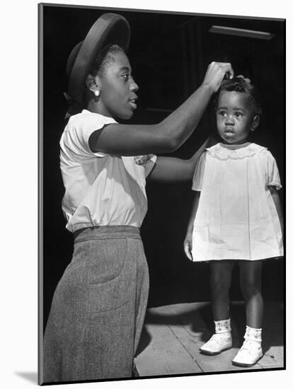 Mother Grooming Her Daughter For Healthiest Baby Contest Held at All African American Fair-Alfred Eisenstaedt-Mounted Photographic Print