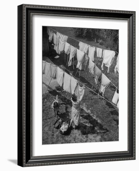 Mother Hanging Laundry Outdoors During Washday-Alfred Eisenstaedt-Framed Photographic Print