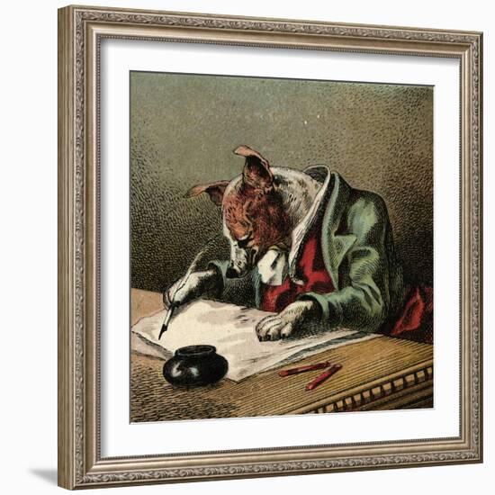 Mother Hubbard, Writing-Harrison Weir-Framed Art Print